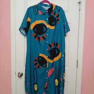 ❗️❗️❗️BUNDLE ITEM ❗️❗️❗️SHEIN Teal Maxi Dress with Eye Print